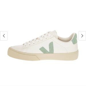 Veja Women's Campo Leather Sneakers in White and Light Green